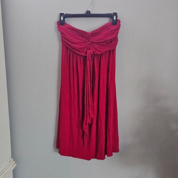 Express Strapless Cotton Dress - Red - Picture 1 of 3